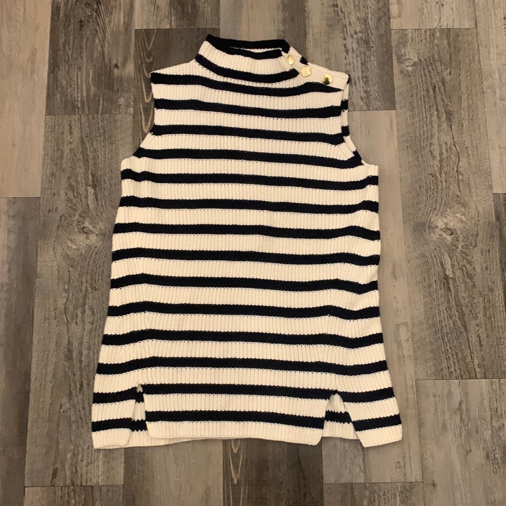 LOFT Sweater Vest, Black and White, Size S